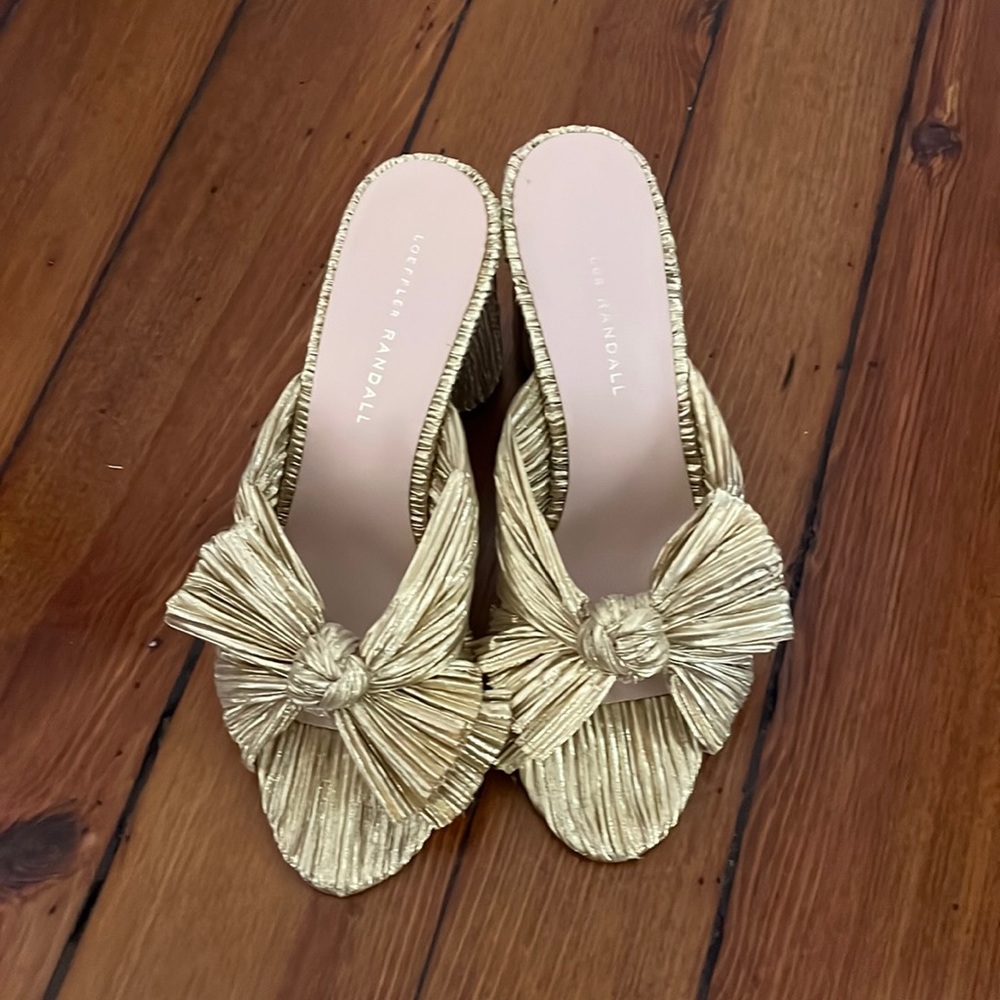 Loeffler Randall Penny Knot Mules in Gold